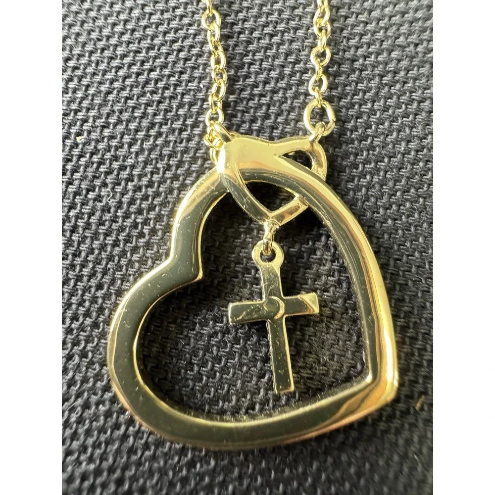 ESPVO Happy 10th Birthday Necklace 14K GoldPlated Heart & Cross Girl Gifts